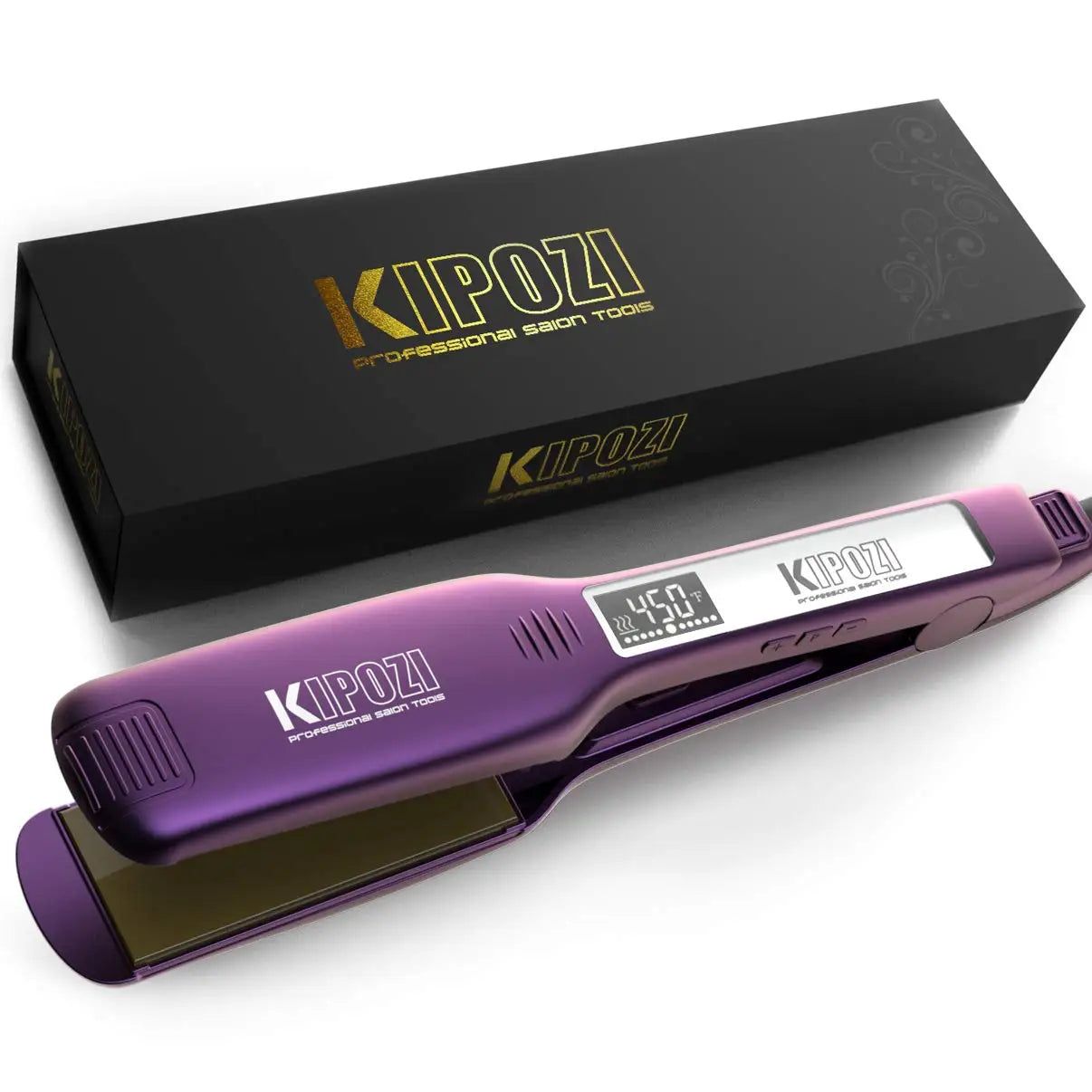 KIPOZI Professional Titanium Hair Straightener - LCD Digital Flat Iron