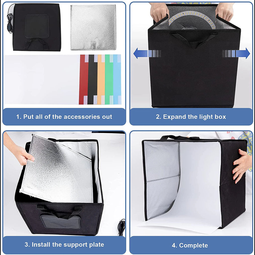 Portable Photo Studio Light Box - LED Photography Tent With Adjustable Brightness