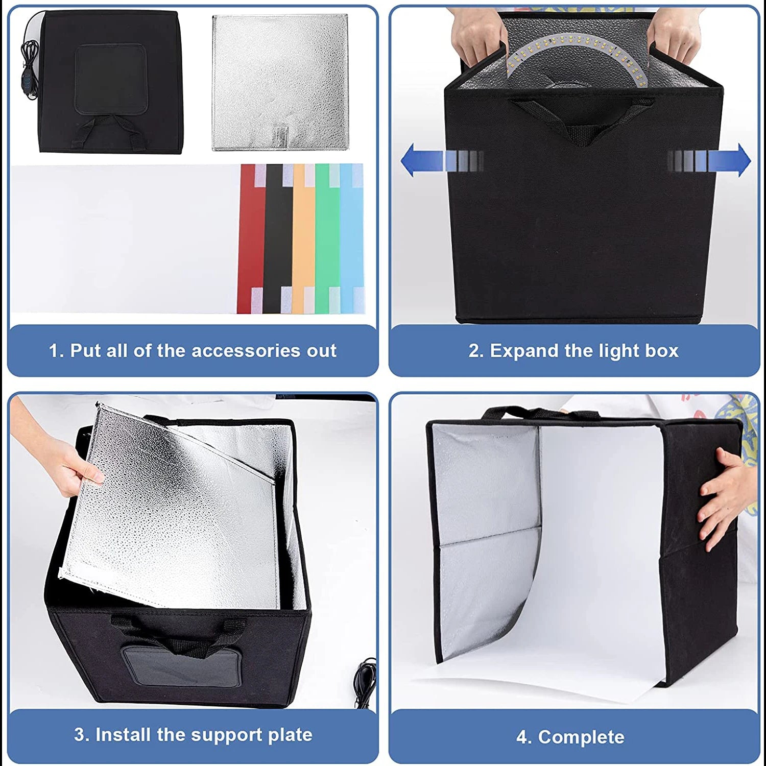Portable Photo Studio Light Box - LED Photography Tent With Adjustable Brightness