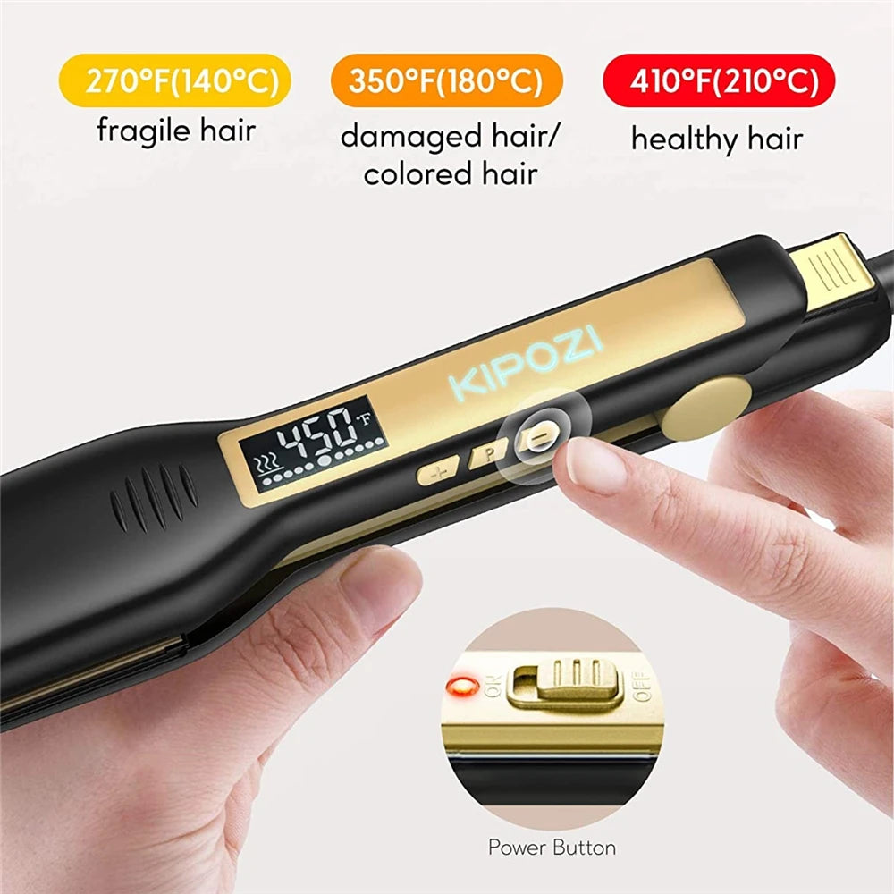 KIPOZI Professional Titanium Hair Straightener - LCD Digital Flat Iron