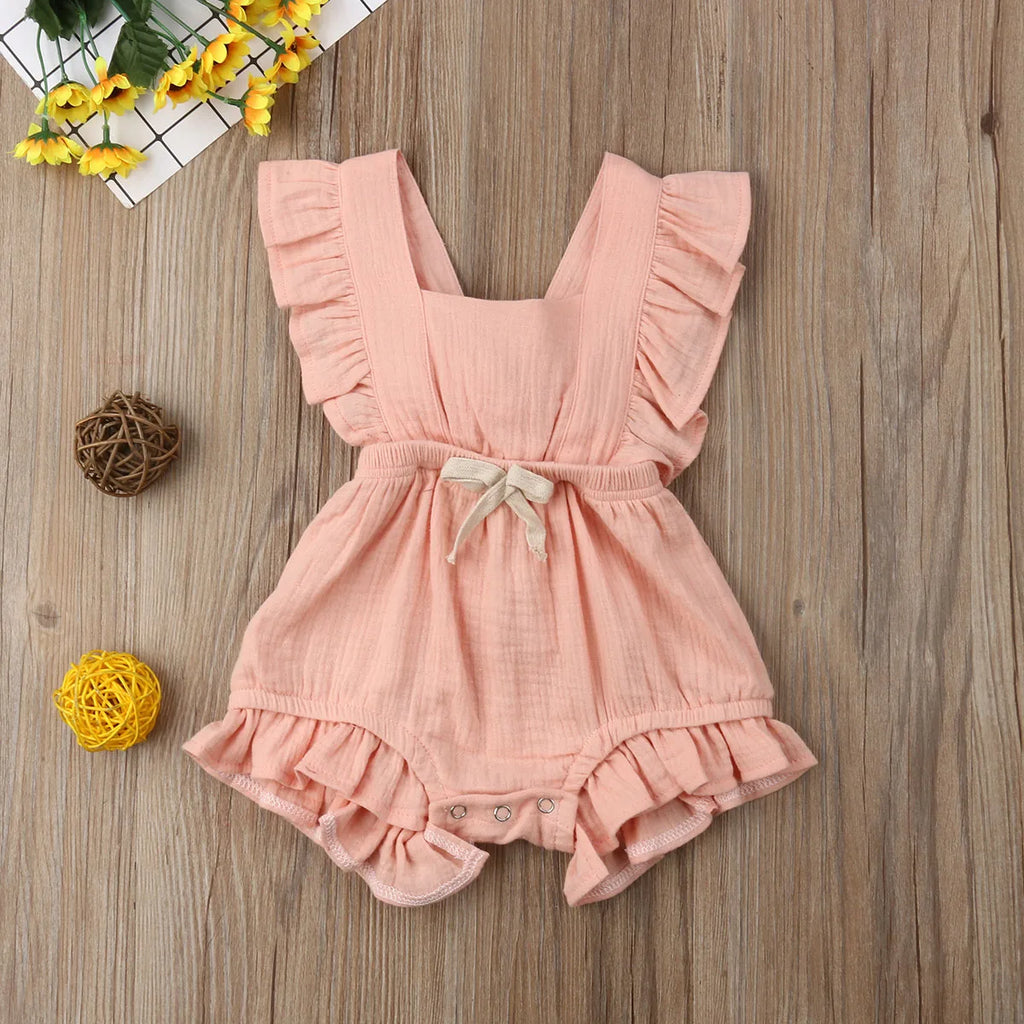 Baby Girl Summer Ruffle Romper / Soft Cotton Bodysuit 1-3 Years