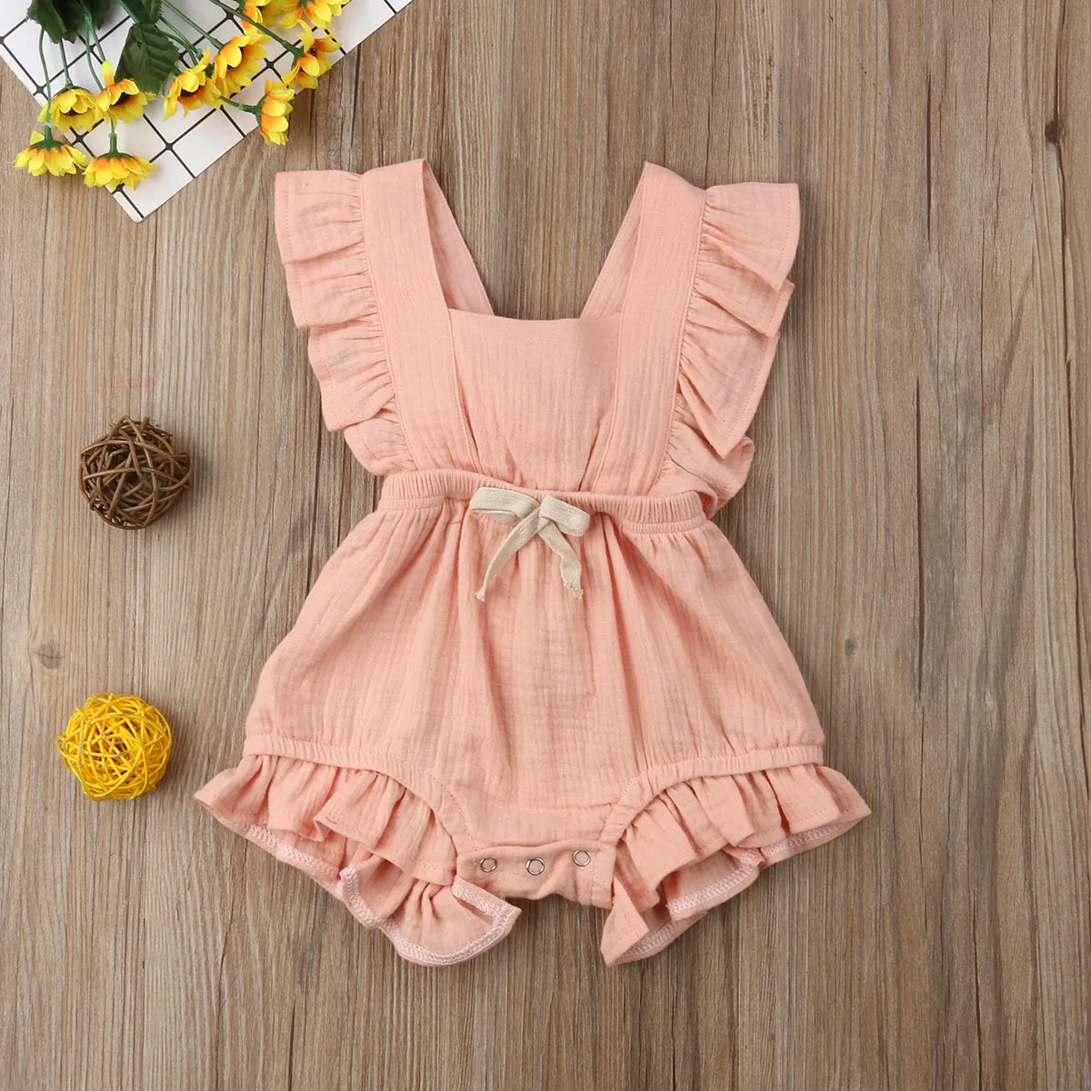 Baby Girl Summer Ruffle Romper / Soft Cotton Bodysuit 1-3 Years