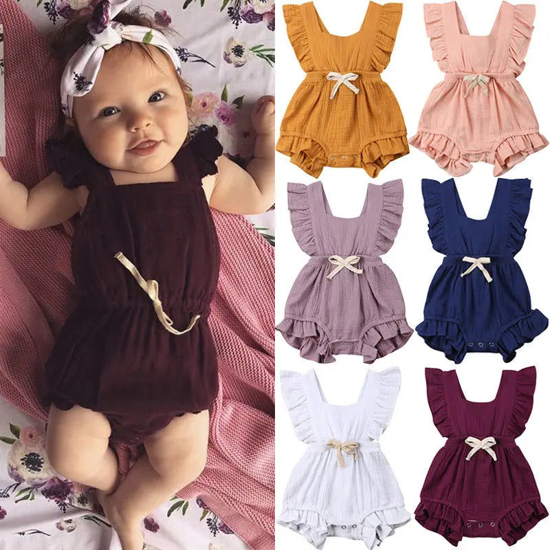 Baby Girl Summer Ruffle Romper / Soft Cotton Bodysuit 1-3 Years