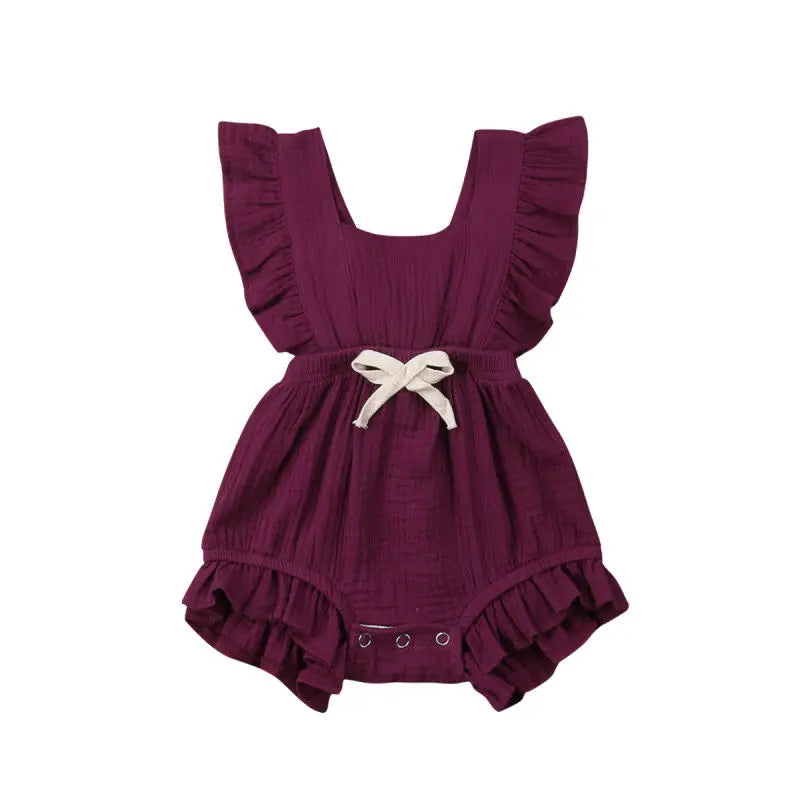 Baby Girl Summer Ruffle Romper / Soft Cotton Bodysuit 1-3 Years