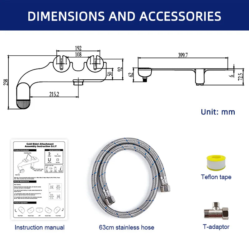 Smart Dual Nozzle Toilet Bidet - Easy Install and Hygienic Cleaning