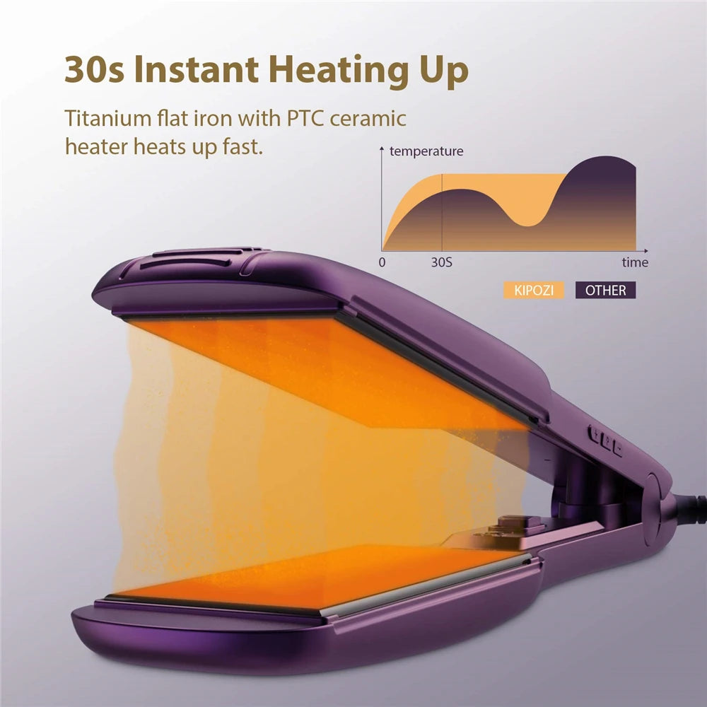 KIPOZI Professional Titanium Hair Straightener - LCD Digital Flat Iron