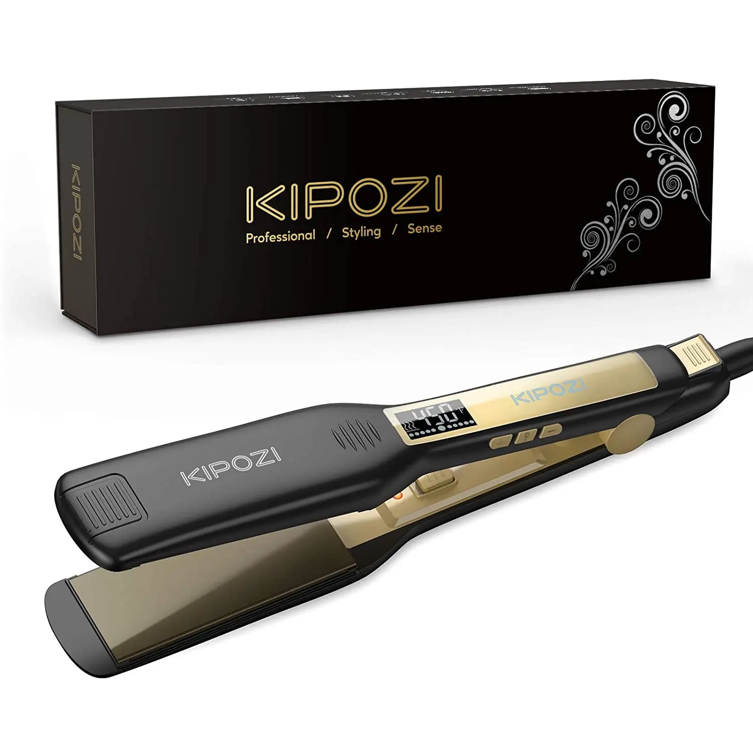 KIPOZI Professional Titanium Hair Straightener - LCD Digital Flat Iron