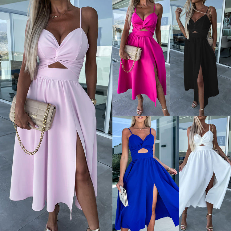 Elegant Womens Summer Maxi Dress - Sleeveless V-Neck Casual Party Dress