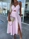 Elegant Womens Summer Maxi Dress - Sleeveless V-Neck Casual Party Dress