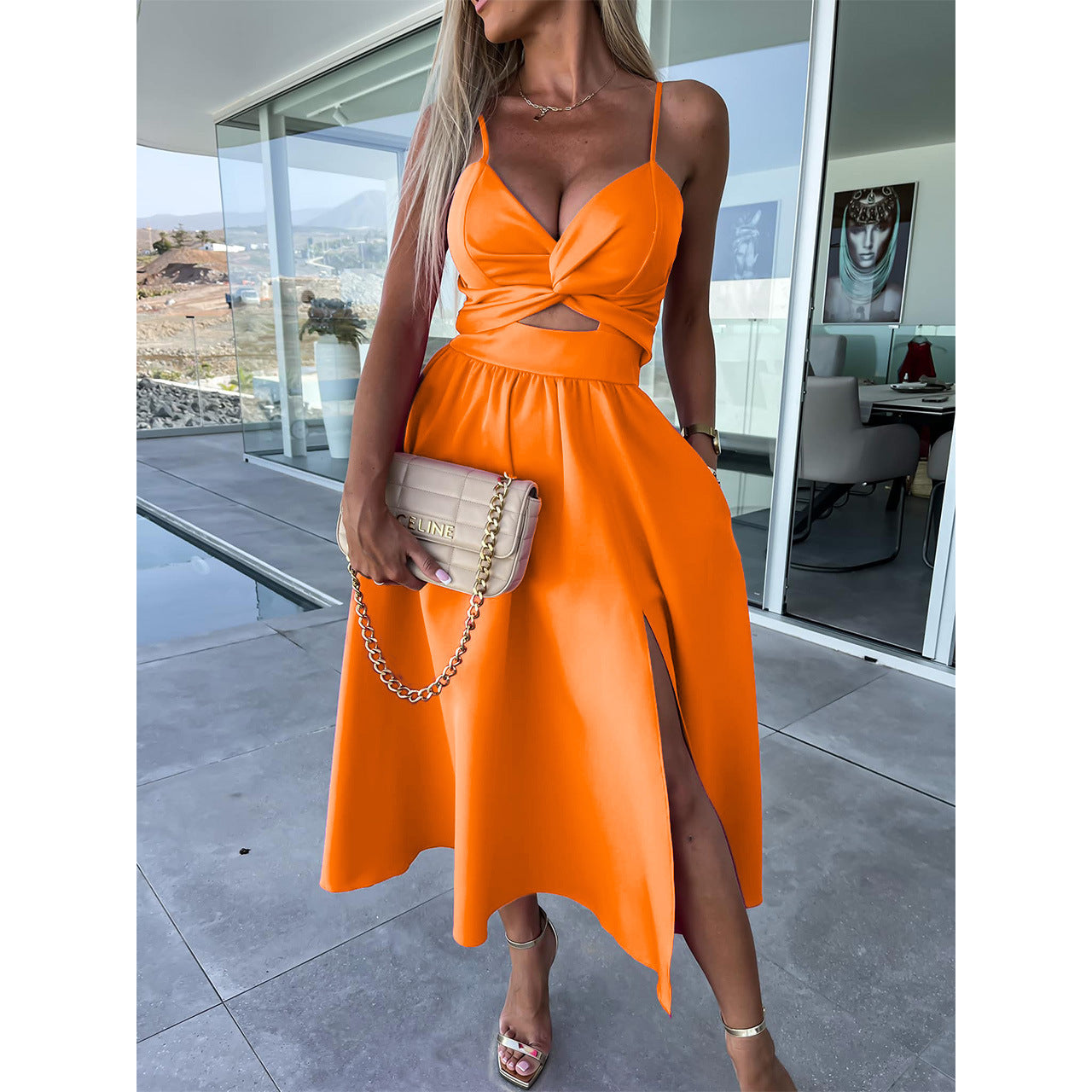 Elegant Womens Summer Maxi Dress - Sleeveless V-Neck Casual Party Dress
