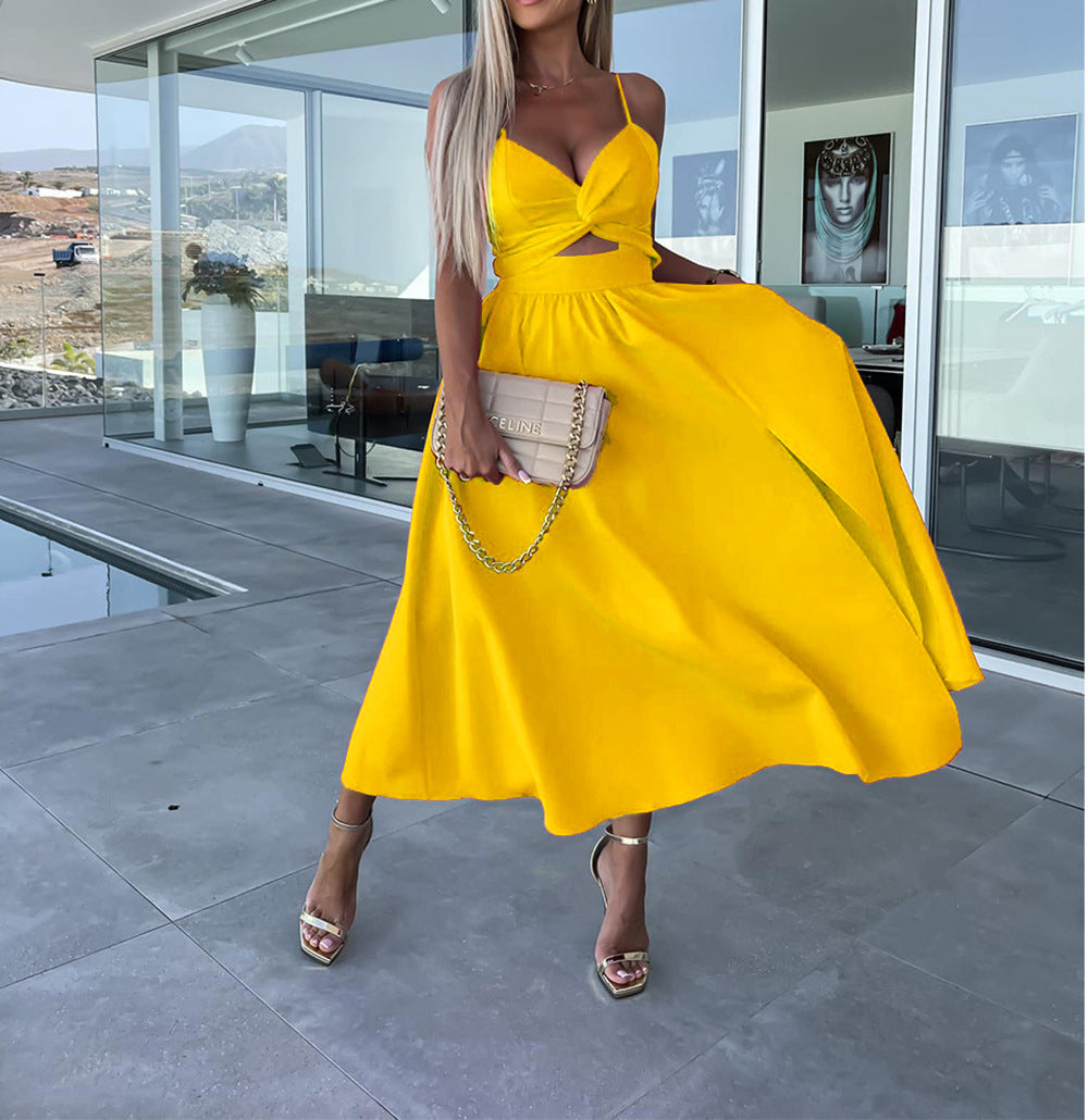 Elegant Womens Summer Maxi Dress - Sleeveless V-Neck Casual Party Dress