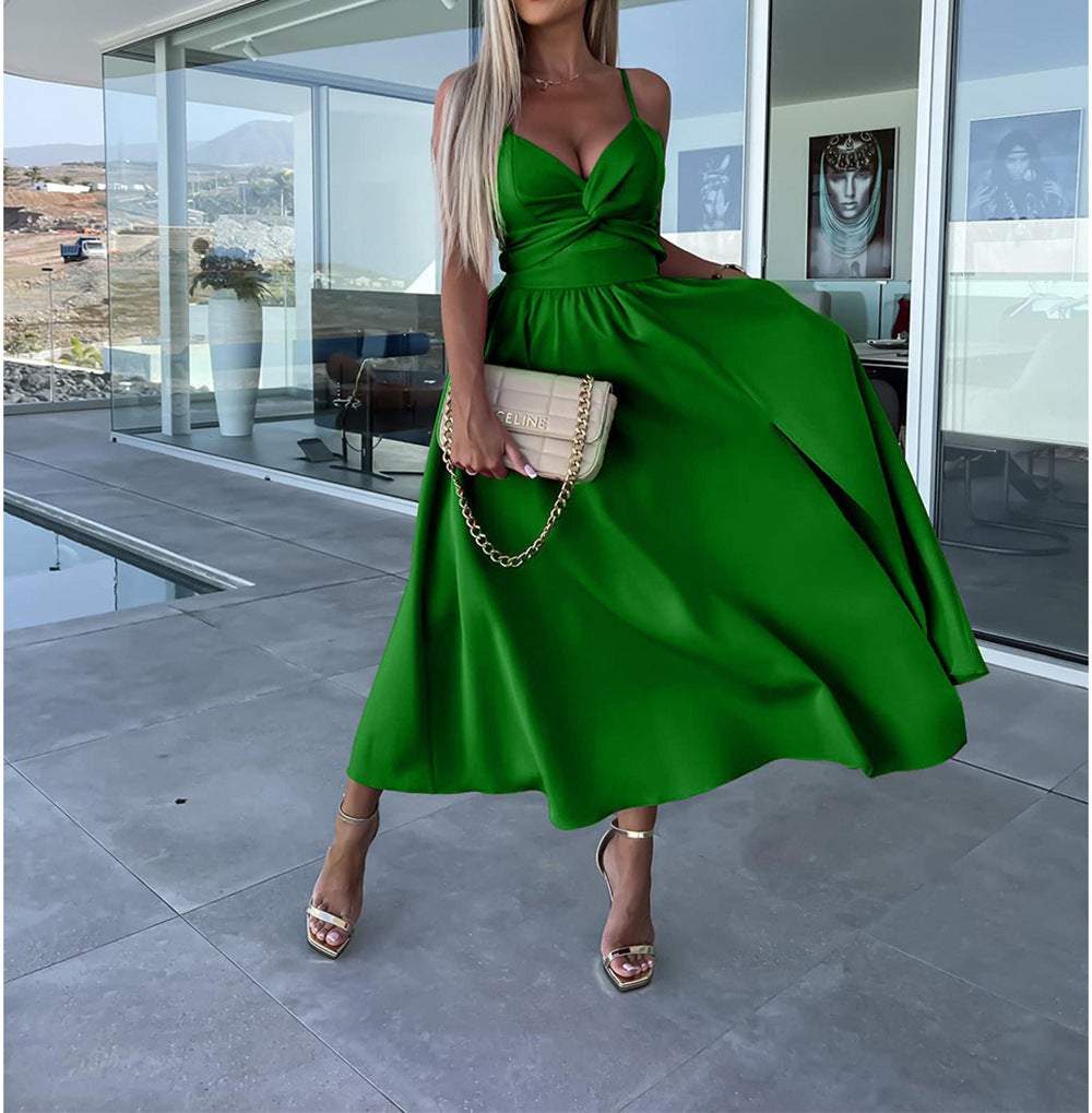 Elegant Womens Summer Maxi Dress - Sleeveless V-Neck Casual Party Dress