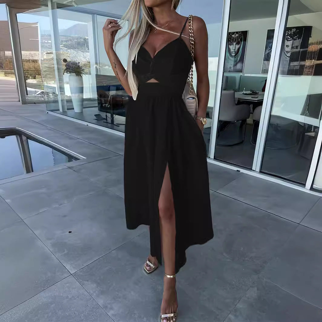 Elegant Womens Summer Maxi Dress - Sleeveless V-Neck Casual Party Dress