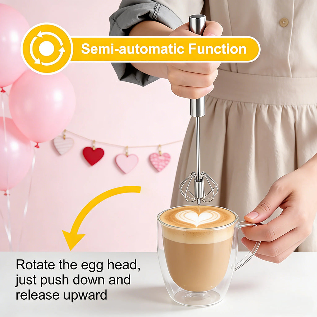 Mini Automatic Hand Whisk - One Press Egg and Coffe Mixer
