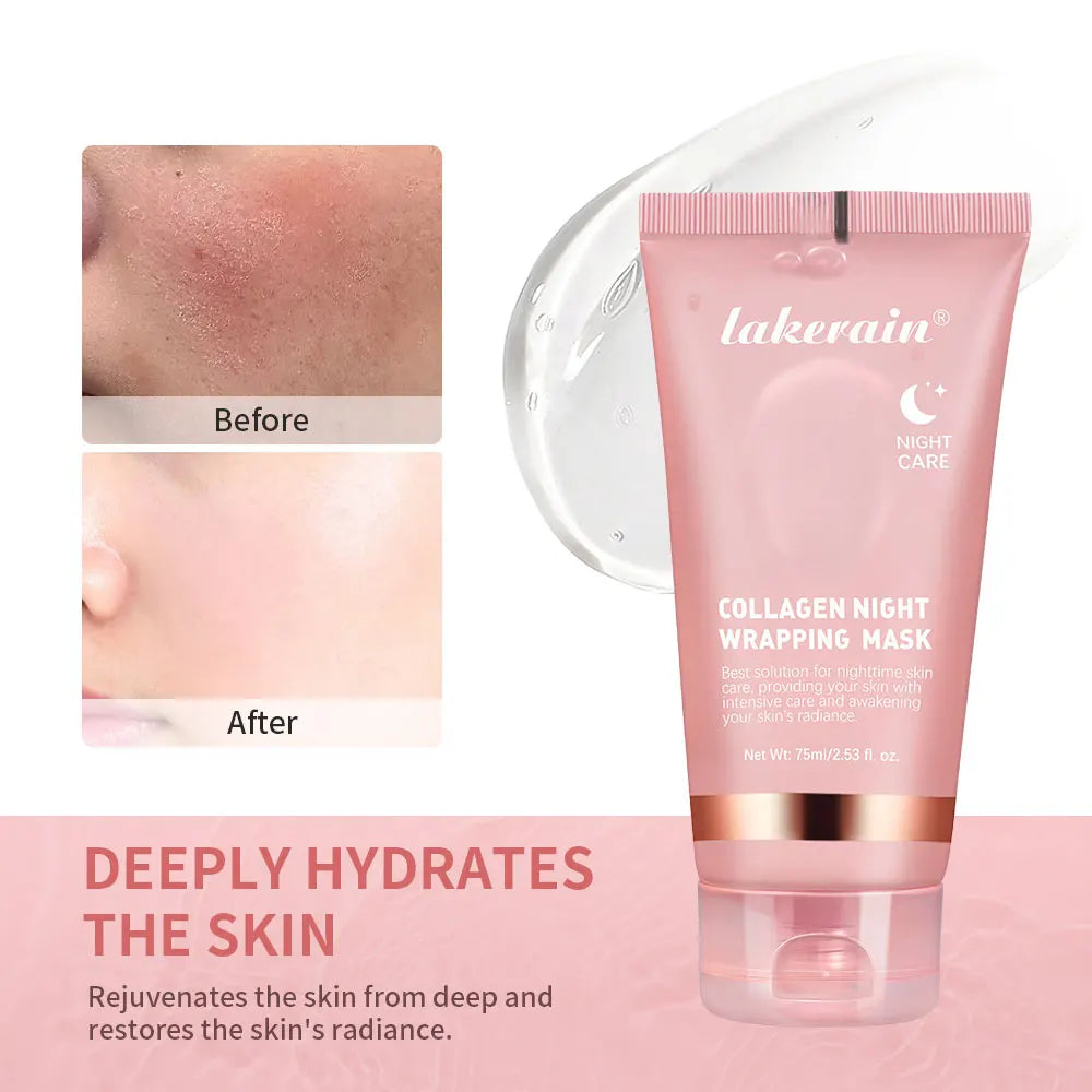 Korean Collagen Overnight Peel-Off Face Mask - Hydrating and Firming Night Treatment (75ml)