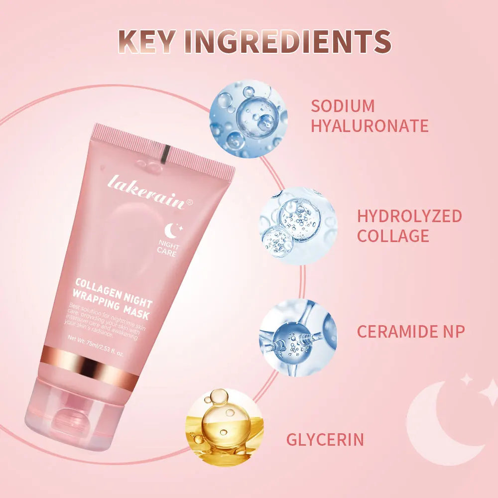 Korean Collagen Overnight Peel-Off Face Mask - Hydrating and Firming Night Treatment (75ml)