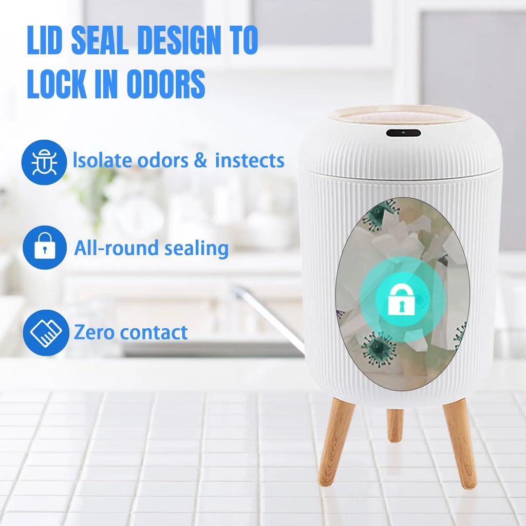 💫 Automatic Motion Sensor Trash Can With Wooden Stand