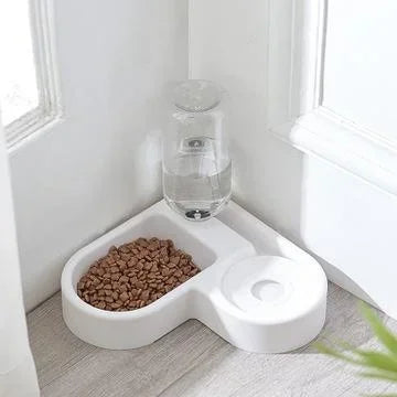 2- In -1 Automatic Pet Feeder and Water Bowl - 500ml Slow Feedling Bowl for Cats and Dogs