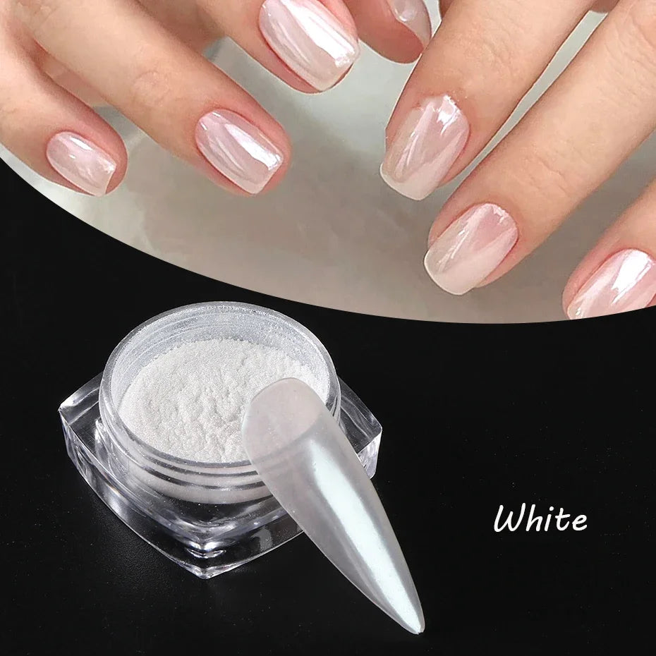 Pearl Chrome Nail Powder / Aurora Mirror Effect Nail Glitter