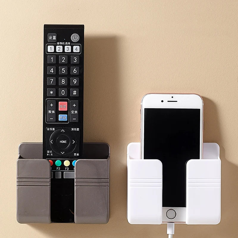 Wall Mount Phone and Remote Holder - No- Drill Storage Organizer (1, 2 or 4 Pack)