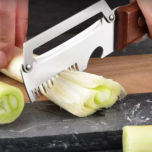 3-in-1 Stainless Steel Vegetable Peeler with Bottle Opener and Wooden Handle