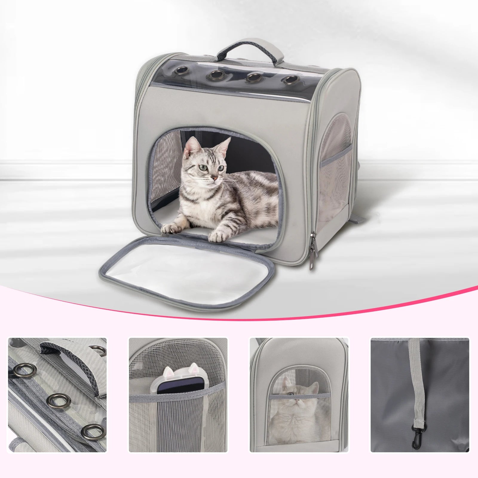 Breathable Pet Backpack Carrier - Foldable Travel Backpack for Cats and Small Dogs