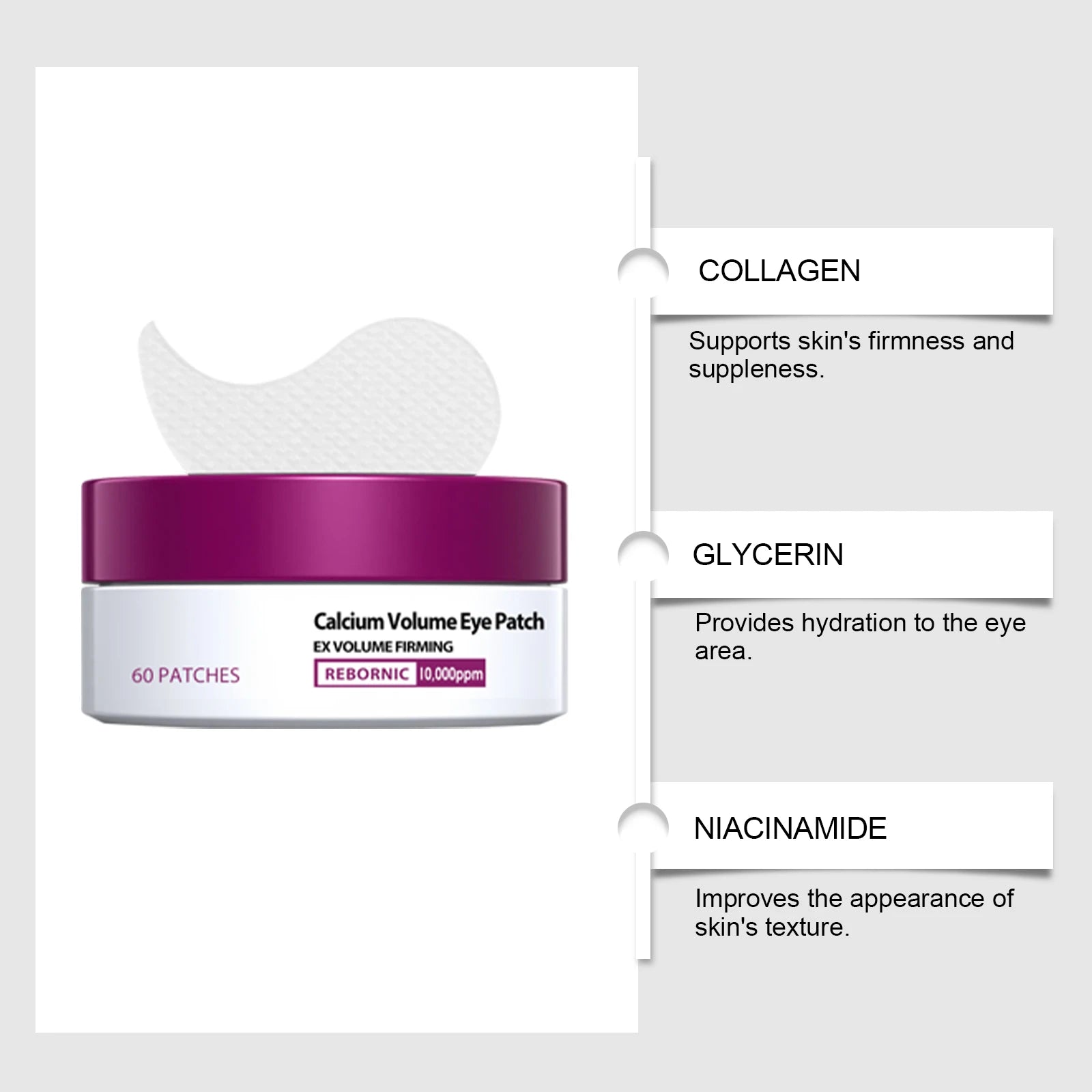 Calcium Anti - Aging Skincare Set - Facial Serum, Eye Patches and Moisturizing Balm