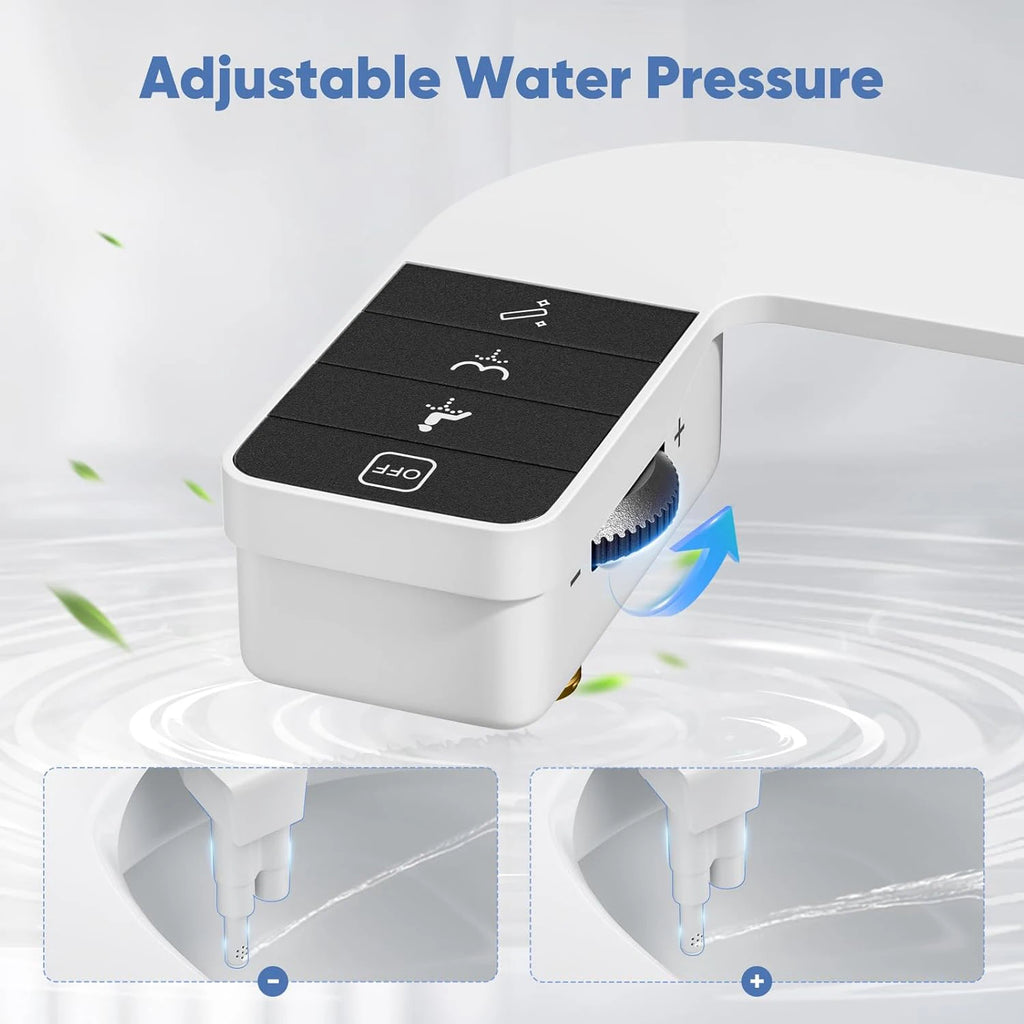 SAMODRA Bidet Attachment Ultra-Slim Toilet Seat Attachment Dual Nozzle Bidet Adjustable Water Pressure Non-Electric Ass Sprayer