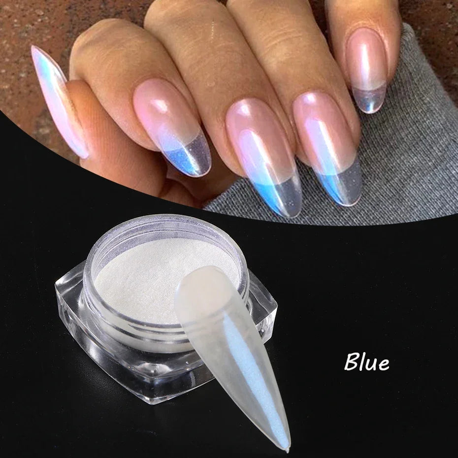 Pearl Chrome Nail Powder / Aurora Mirror Effect Nail Glitter