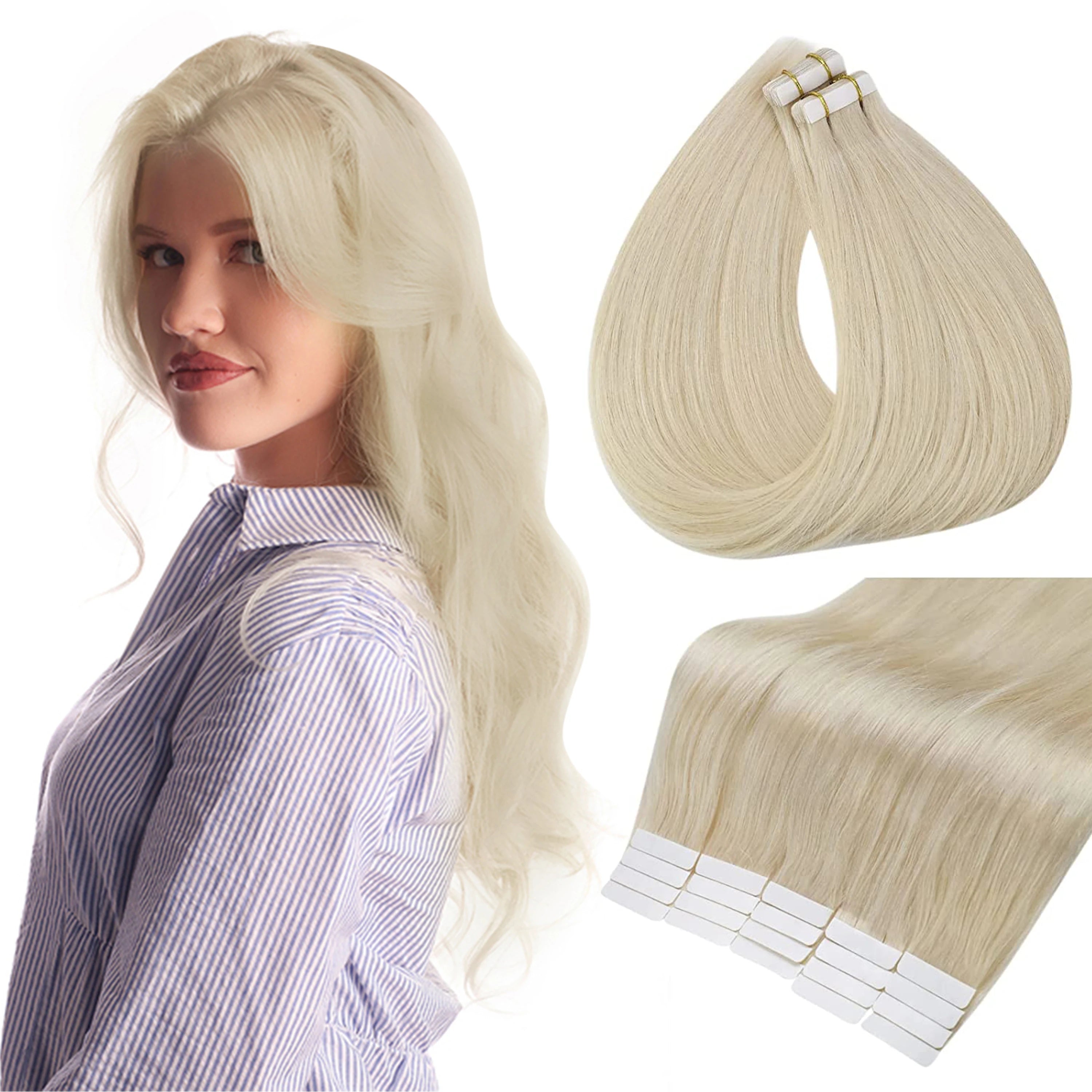 100% Remy Human Hair Tape -In Extensions - Straight Hair, Natural Look