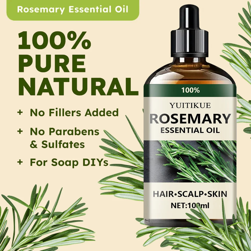 100% Pure Rosemary Essential Oil - Hair Growth, Scalp and Skin Care
