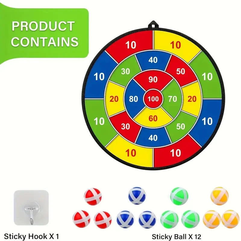 🔥 Kids Sticky Ball Dart Board Game - Safe Indoor and Outdoor Fun
