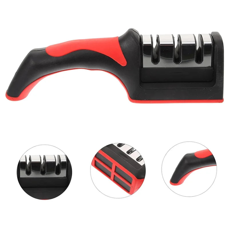 3- Stage Kitchen Knife Sharpener - Non-Slip Professional Knife Sharpening Tool
