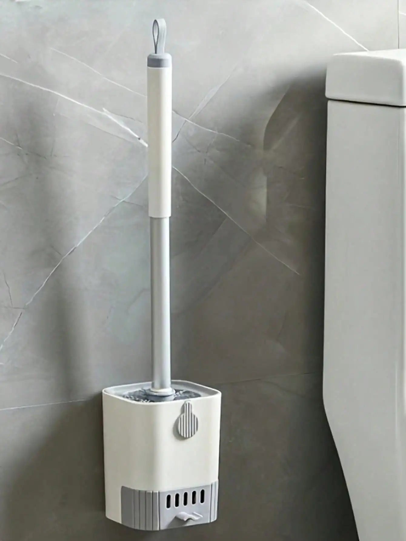 Silicone Toilet Cleaning Brush Set with Holder - Deep Cleaning Bathoroom Brush