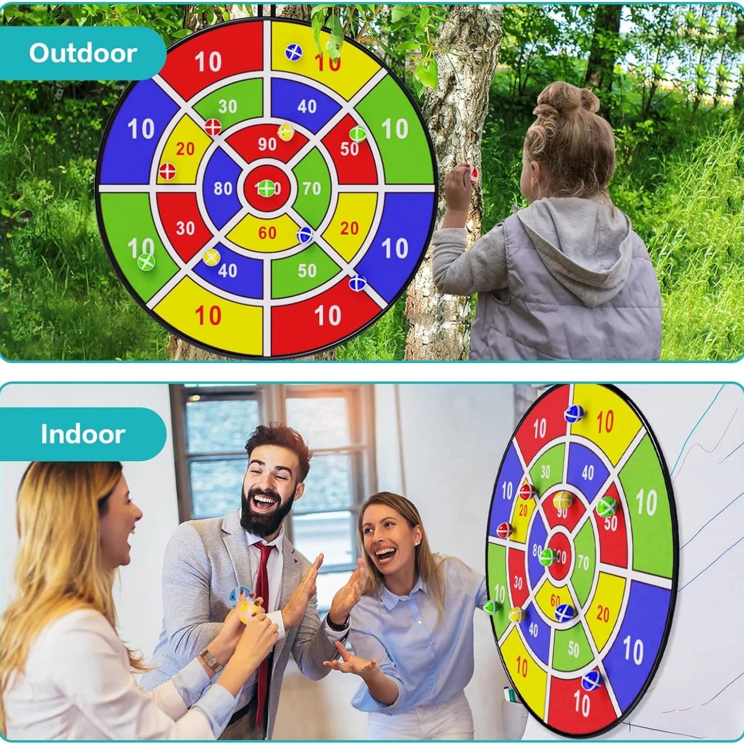 🔥 Kids Sticky Ball Dart Board Game - Safe Indoor and Outdoor Fun