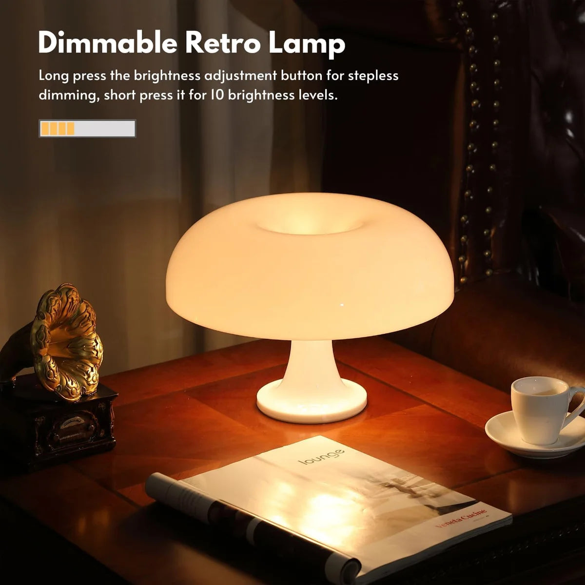 Modern Mushroom Table Lamp - Rechargeable LED Desk Lamp