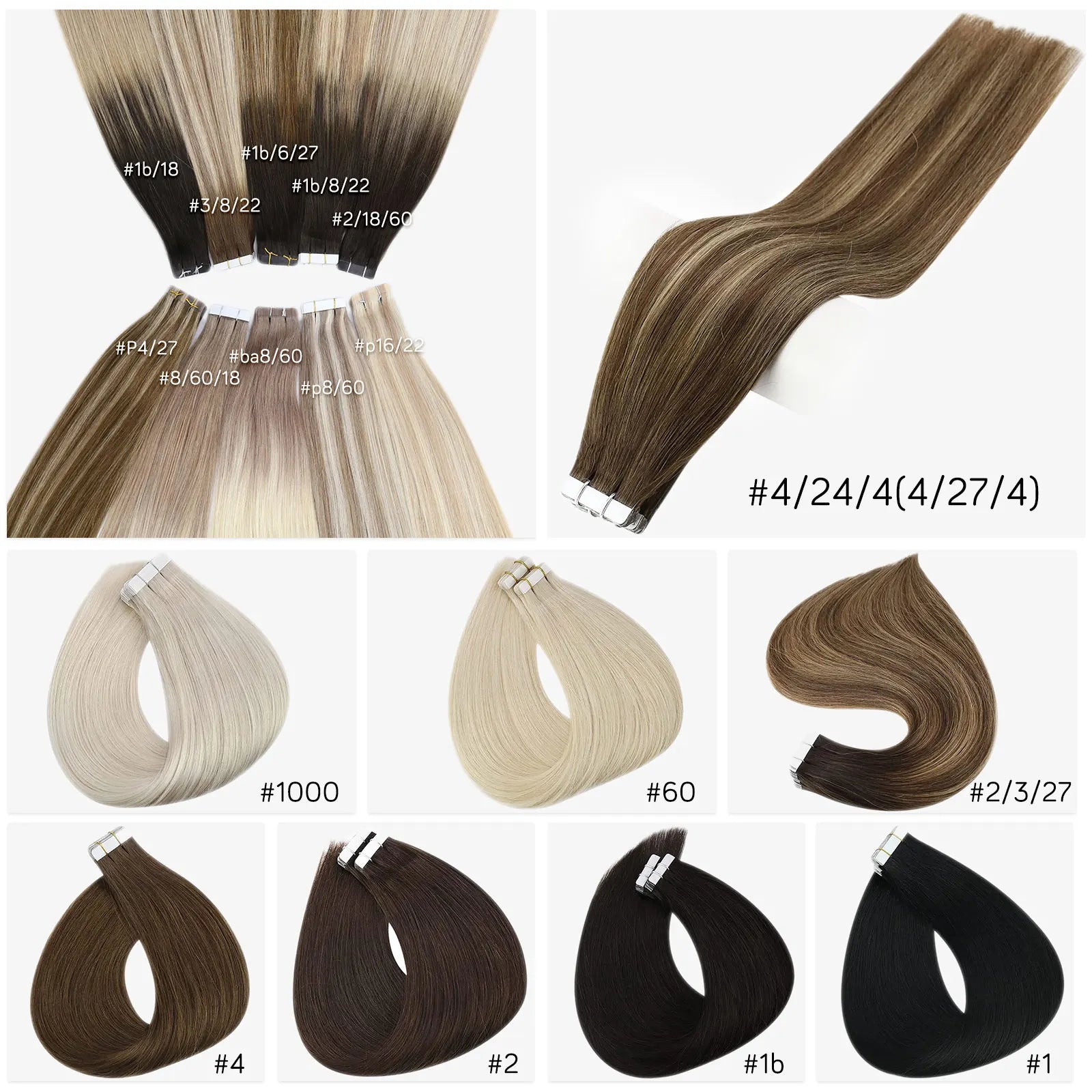 100% Remy Human Hair Tape -In Extensions - Straight Hair, Natural Look