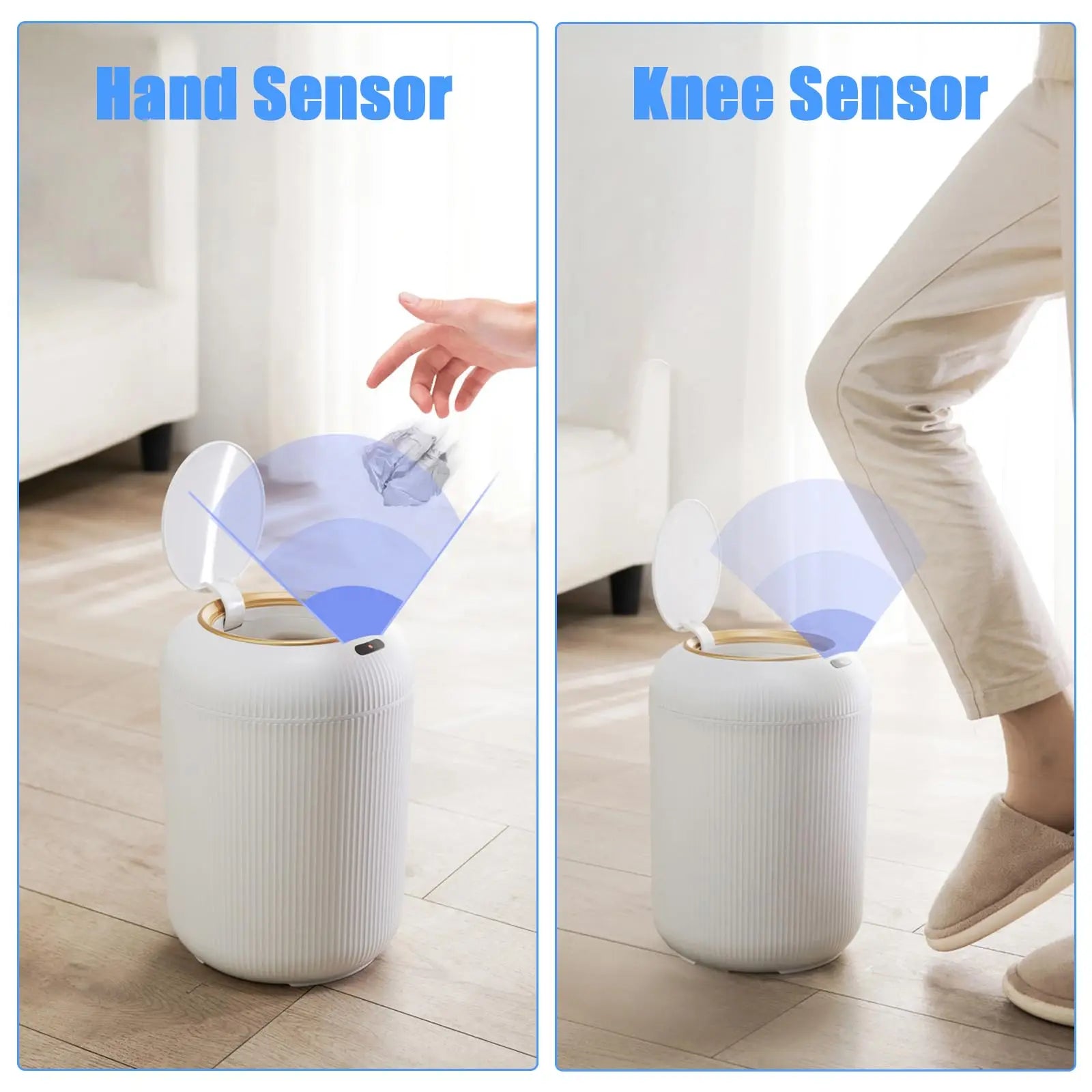 💫 Automatic Motion Sensor Trash Can With Wooden Stand