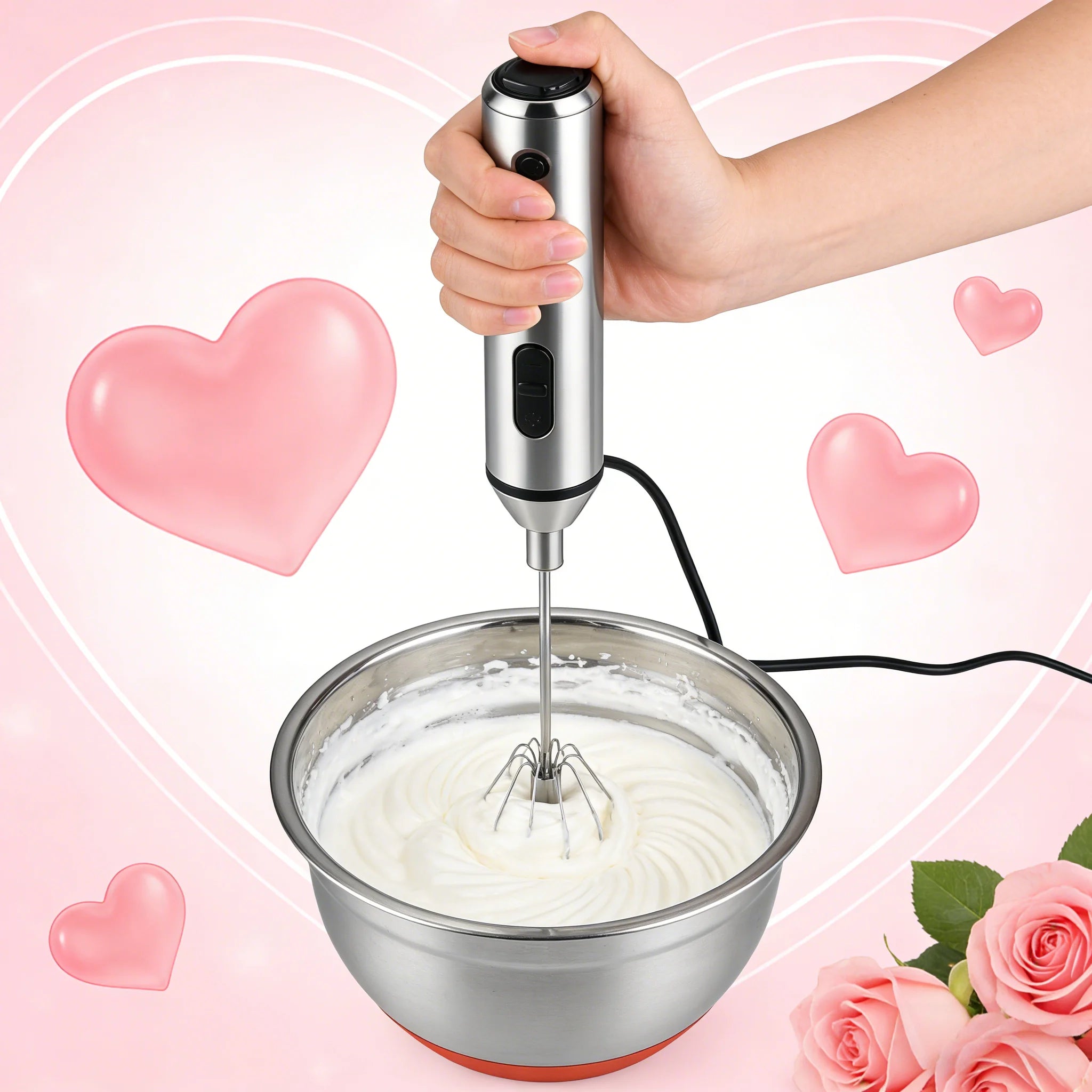 Mini Automatic Hand Whisk - One Press Egg and Coffe Mixer