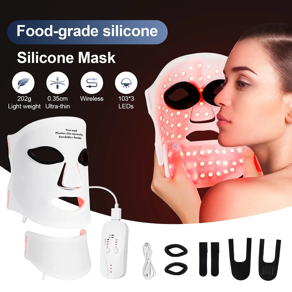 💥 7-Color LED Face and Neck Therapy Mask - Skin Rejuvenation
