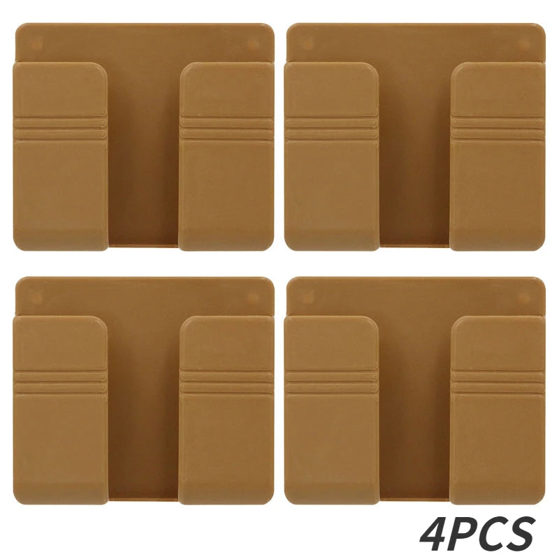 Wall Mount Phone and Remote Holder - No- Drill Storage Organizer (1, 2 or 4 Pack)