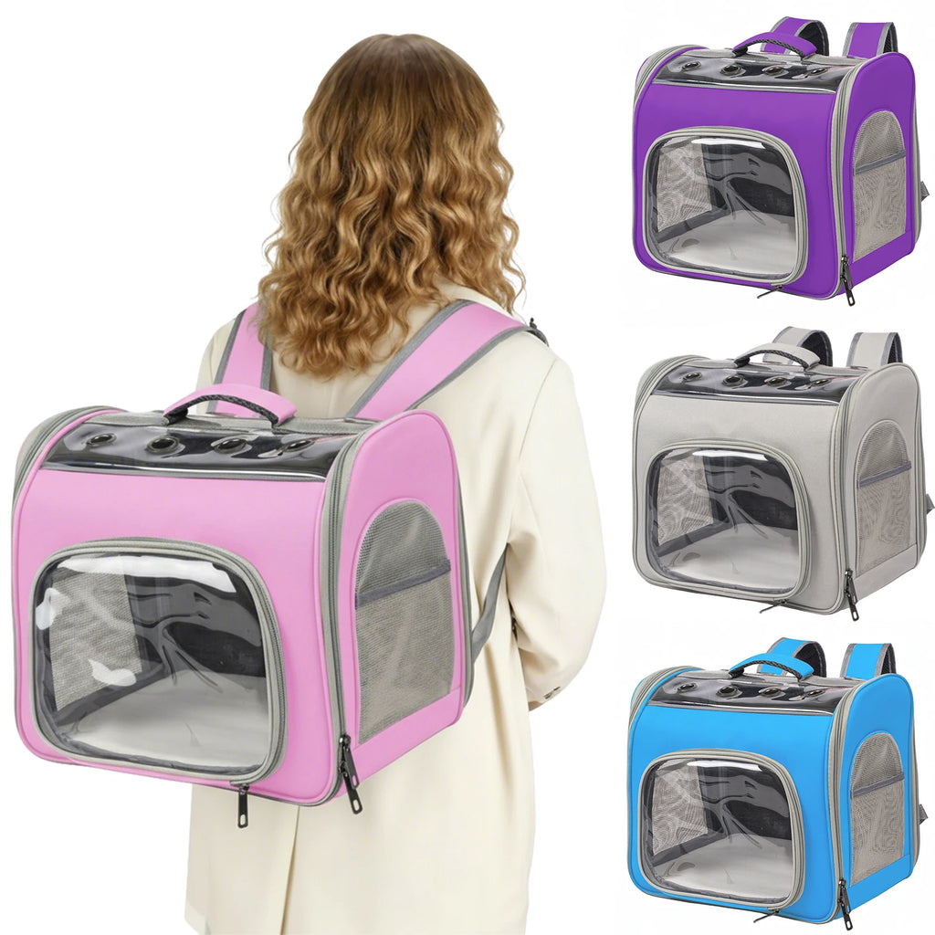 Breathable Pet Backpack Carrier - Foldable Travel Backpack for Cats and Small Dogs
