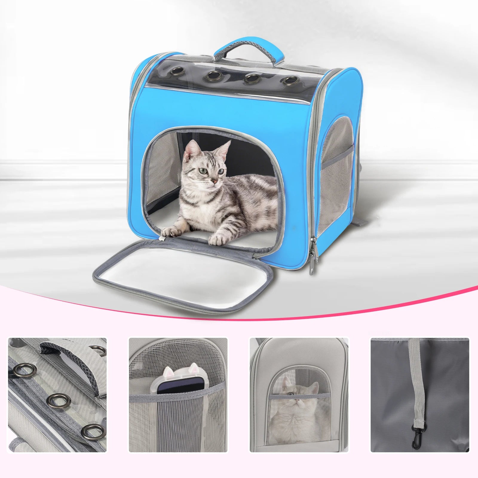 Breathable Pet Backpack Carrier - Foldable Travel Backpack for Cats and Small Dogs