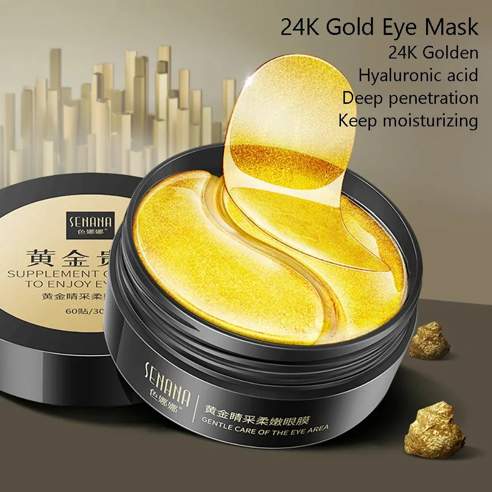 60 Pieces of Gold Hyaluronic Eye Patches - Hydrating and Anti-Aging Eye Masks