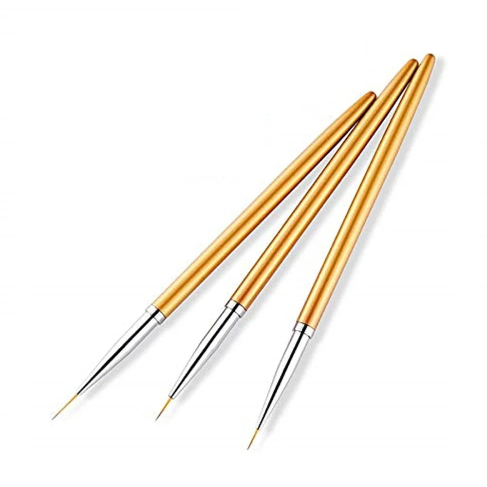 3Pcs Acrylic Nail Art Brush Set - French Liner and Details Brushes
