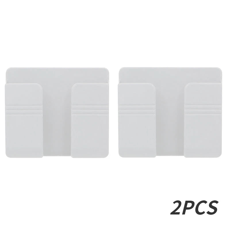 Wall Mount Phone and Remote Holder - No- Drill Storage Organizer (1, 2 or 4 Pack)