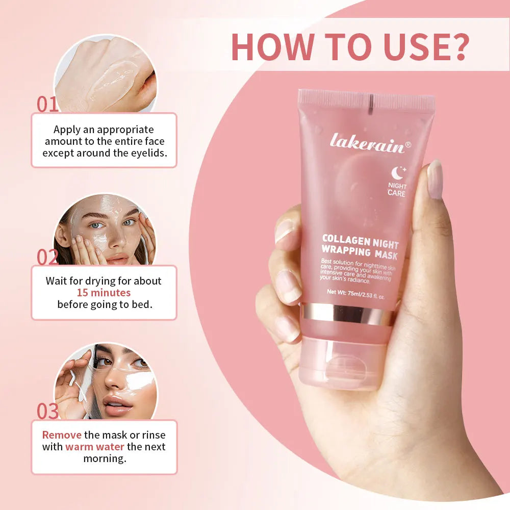 Korean Collagen Overnight Peel-Off Face Mask - Hydrating and Firming Night Treatment (75ml)