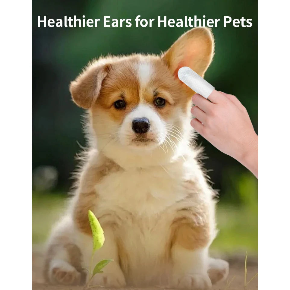 Pet Ear Cleaning Finger Wipes / Gentle Ear Cleaner For Dogs and Cats.