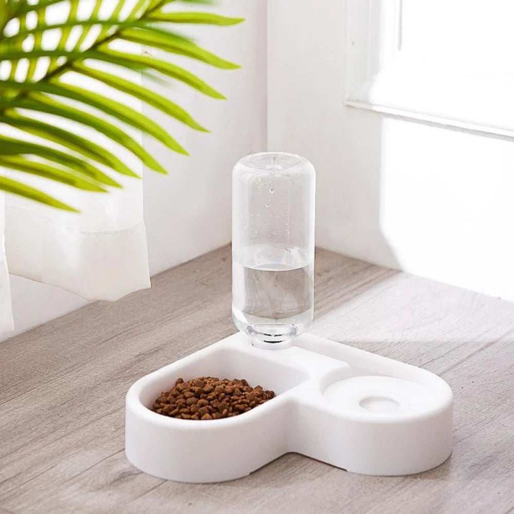 2- In -1 Automatic Pet Feeder and Water Bowl - 500ml Slow Feedling Bowl for Cats and Dogs