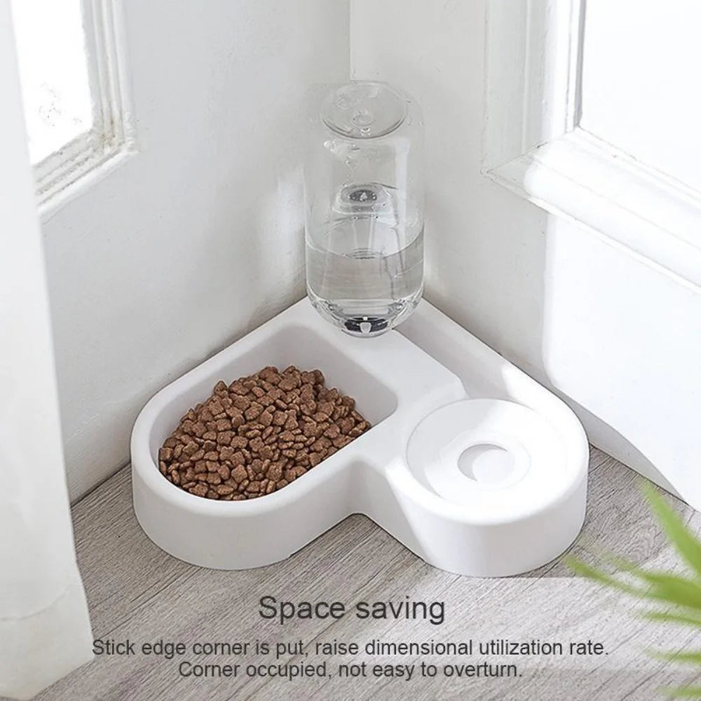 2- In -1 Automatic Pet Feeder and Water Bowl - 500ml Slow Feedling Bowl for Cats and Dogs